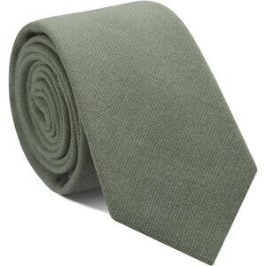 Sage green skinny tie for men cotton linen wedding formal dress necktie